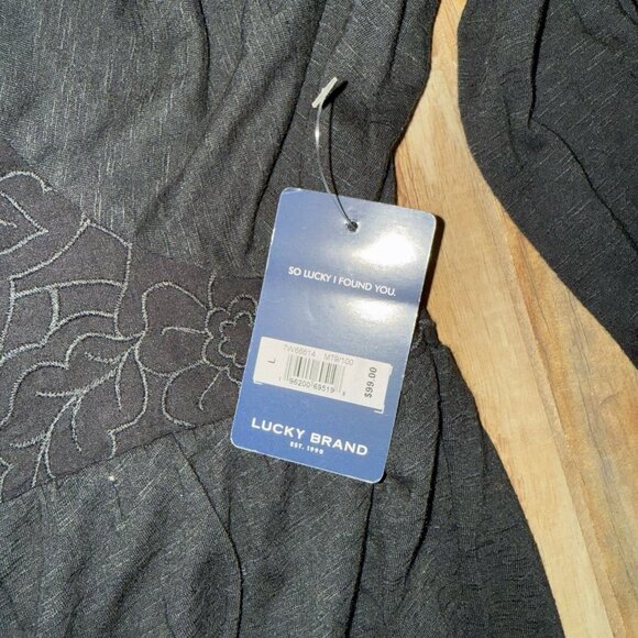 NWT Lucky Brand Floral Cutwork Knit Top Black - Picture 4 of 5